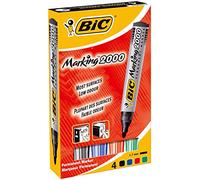 BIC Marking 2000 ECOlutions Marqueurs Permanents à Pointe Conique Moyenne - Couleurs Assorties, Etui Carton de 4