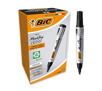 BIC Marking 2000 ECOlutions Marqueurs Permanents à Pointe Conique Moyenne - Pour Carton, Plastique, Bois, Métal - Noir, Boîte de 12