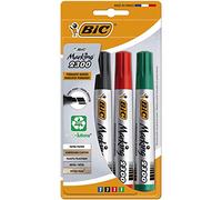 BIC Marking 2300 ECOlutions – Marqueurs permanents, 4 couleurs assorties, pointe moyenne biseautée