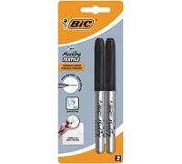 BIC Marking Ultra Fine Marqueur Permanent Tissus (0,6 mm) - Noir, Blister de 2 - Marqueur à séchage rapide
