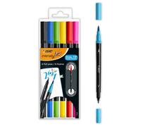 BIC Feutres à double pointe Intensity – Lot de 6, 6 couleurs, pointe épaisse et fine