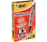 BIC Marqueurs permanents MARKING 2300 – étui de 4 – pointe biseautée large N/B/R/V