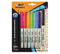 BIC Marqueur permanent point fin marque différentes surfaces Marking Assortiment de couleurs 6 pièces + 1 gratuit