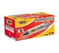 BIC Marqueurs permanents Marking 2000 ECOlutions - Pointe conique moyenne - Rouge, boîte de 12