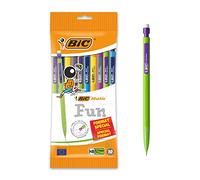 BIC Matic Fun Porte Mines 0,7 mm HB avec Gomme (Parfait pour l'Ecole) - Couleurs Assorties, Pochette Format Spécial de 10