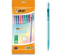 BIC Matic Pastel Trousse de 10 porte-mines à pointe 0,7 mm, 5 couleurs pastel différentes, 3 pointes HB de 0,7, faciles à effacer