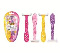 BIC Miss Soleil Colour Collection - 4 Rasoirs Jetables pour Femme de 3 Lames avec Bande Lubrifiante pour un Rasage Doux et Précis