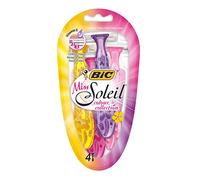 BIC Miss Soleil Colour Collection - 4 Rasoirs Jetables pour Femme de 3 Lames avec Bande Lubrifiante pour un Rasage Doux et Précis
