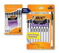 BIC Cristal Original - Stylos-Bille Pointe Moyenne (1,0 mm) - Certifiés NF Environnement - Noir, Pochette de 10