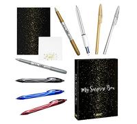 BIC My Surprise Box - Coffret Cadeau de 14 Produits d'Écriture, 4 Stylos-Bille/5 Feutres Métallisés/ 5 Stylos Gel, 1 Bloc de Notes Repositionnables et 1 Carnet de Notes A5 Blanc
