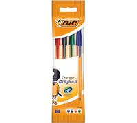 BIC Orange Original Stylos-Bille Pointe Fine (0,8 mm) - Couleurs Assorties, Pochette de 4
