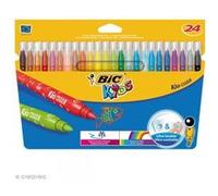 BIC Kids Kid Couleur - Feutres de Coloriage Lavables à Pointe Moyenne - Couleurs Assorties, Etui Carton de 24