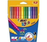 BIC Pochette de 12 feutres à dessin pointe moyenne encre lavable CONTE VISA 880
