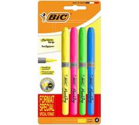 BIC Surligneurs Highlighter Grip Couleurs fluo Pochette de 4
