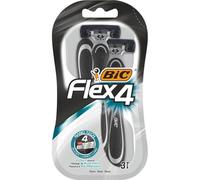 BIC Rasoirs Jetables 4 Lames Flex 4 Comfort - Lot de 3 pour un rasage précis au quotidien - Lot de 3