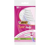 BIC Rasoirs Jetables Twin Lady pour Femme - Pack de 10-2 Lames en Acier Inoxydable - Manche en Plastique Recyclé à 87% - Couleurs Pastel - Lot de 3