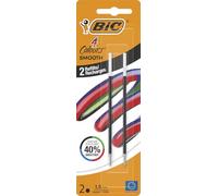 BIC Recharge pour stylo bille 4 couleurs Smooth pointe moyenne 1 mm - Étui de 2 - Encre noire