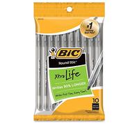 BIC Round Stic bille stylos moyen 10/Pkg-noir