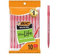 BIC Round Stic Bille stylos Moyen 10/Pkg-Rouge