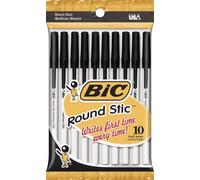 BIC USA Inc. BICGSMP101BK Bic Round Stic Stylos bille noir 10PK
