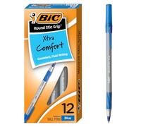 Bic Round Stic Grip Stylo bille à pointe moyenne 12 Count bleu