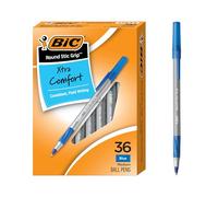 Bic Round Stic Grip Stylo bille à pointe moyenne 36 Count bleu