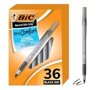 Bic Round Stic Grip Stylo bille à pointe moyenne 36 Count noir