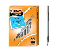 Bic Round Stic Grip Stylo bille à pointe moyenne 36 Count noir