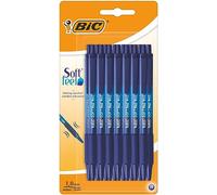 BIC Soft Feel - Stylos à Bille avec Pointe rétractable Medium (1,0mn) et Grip en Caoutchouc - Bleu, Blister de 15