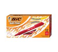 BIC Stylo bille Softfeel rétractable, grip caoutchouc, pointe 1 mm, écriture moyenne – rouge