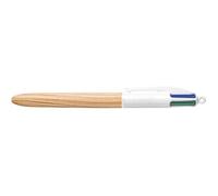 BIC – Stylo 4 couleurs – Corps en imitation bois – Bleu, Rouge, Vert, Noir