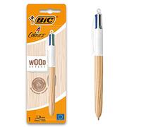 BIC Stylo 4 couleurs corps texture bois blister 1 unité