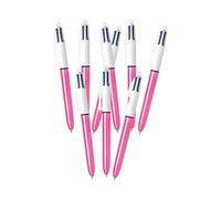 BIC Stylo à bille 4 couleurs Shine - Stylo à encre rose multicolore - Stylos d'écriture rétractables lisses - Pointe moyenne rechargeable 4 en un - Stylo à bille pour l'école, le bureau, les études