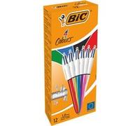 BIC 4 Couleurs Shine Stylos-Bille Rétractables Pointe Moyenne (1,0 mm) - Corps Assortis Métallisés, Boîte de 12