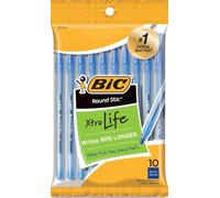 BIC Stylo bille Round Stic - Pointe moyenne - Encre bleue - 10 stylos