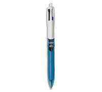 BIC Stylo bille 4 couleurs rétractables avec Grip Classique bleu. Pointe moyenne 1mm. Encre classique