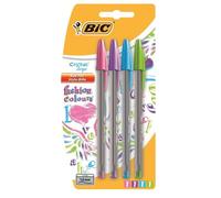 BIC Stylo-bille Cristal® Fashion pointe large assortis x4