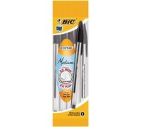 Bic Stylo Bille Cristal Medium Blister De 5 Pièces: Noir 10 Unités