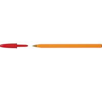 Bic Stylo À Bille Pointe Fine Encre Rouge Corps Plastique Orange À Capuchon Orange