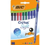 BIC Stylos-bille Cristal Soft — Pointe moyenne 1,2 mm, écriture douce et fluide, boîte carton de 10