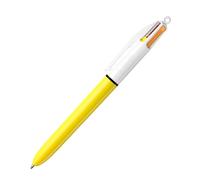 BIC Stylo solaire rétractable multicolore avec quatre encres vives Jaune Soleil Couleur Corps tout-en-un pour l'école, le bureau et le code couleur