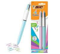Bic Stylos à bille tendance 4 couleurs, pointe moyenne (1 mm), assortis, 2 pièces