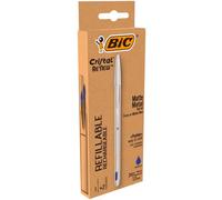 BIC Stylo à bille rechargeable Cristal Re'new – encre noire – 2 cartouches