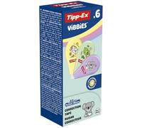 BIC Tipp-Ex Vibbies Mini Pocket Mouse Rubans correcteurs (5 mm x 6 m) avec des personnages d’animaux rigolos - Pack de 6