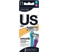 BIC Us. 5-Blade Unisex Disposable Razors For Men and Women, Lubrication Strip For a Smooth, Close Shave, 2-Count