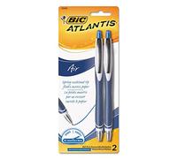 BIC VCGRP21BE Atlantis Air Lot de 2 stylos à bille rétractables Bleu