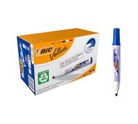 Bic - Velleda - Marqueur Effaçable À Sec Pour Tableau Blanc - Pointe Ogive - Encre À Base D'alcool Bleu - Lot De 12