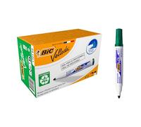 BIC Velleda 1701 ECOlutions Feutres pour Tableau Blanc Effaçables à Sec à Pointe Conique Moyenne - Vert, Boîte de 12