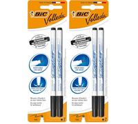 BIC Velleda 1721 Feutres Effaçables à Sec - Noir, Blister de 2 (Lot de 2)