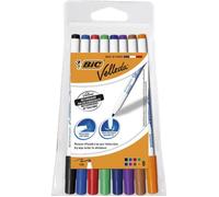 BIC Velleda 1721 Feutres Effaçables A Sec à Pointe Fine pour Tableau Blanc - Couleurs assorties, Pack Carton de 8